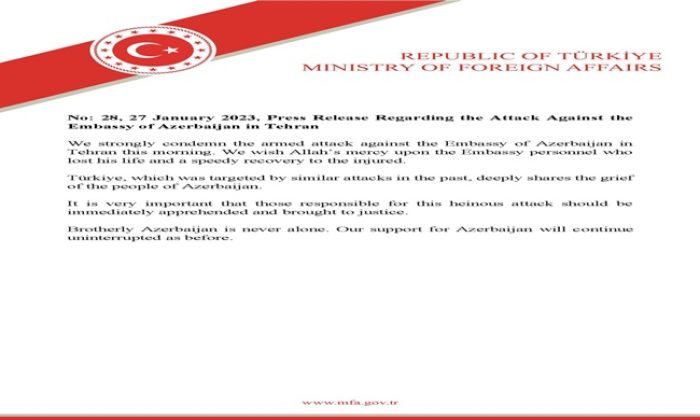 Press Release Regarding the Attack Against the Embassy of Azerbaijan in Tehran